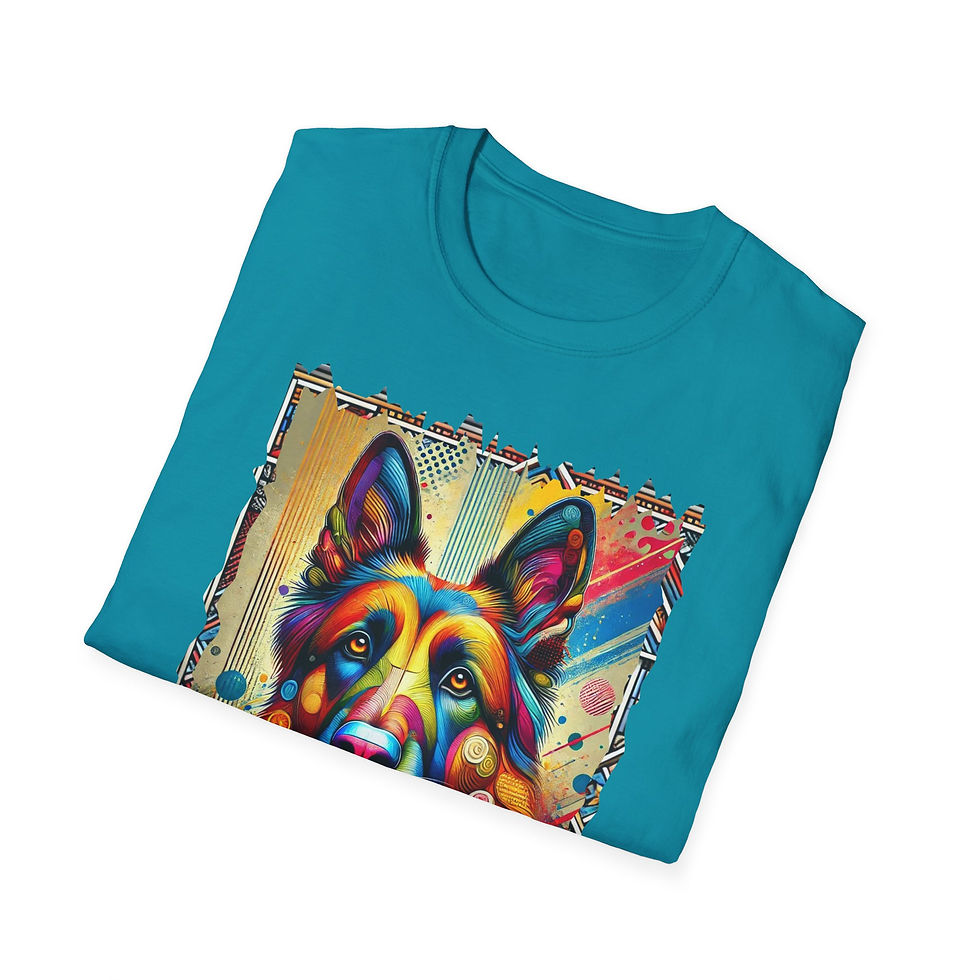 Thumbnail: Too Much Dog to Stay Inside the Lines | Colorful GSD Art Tee