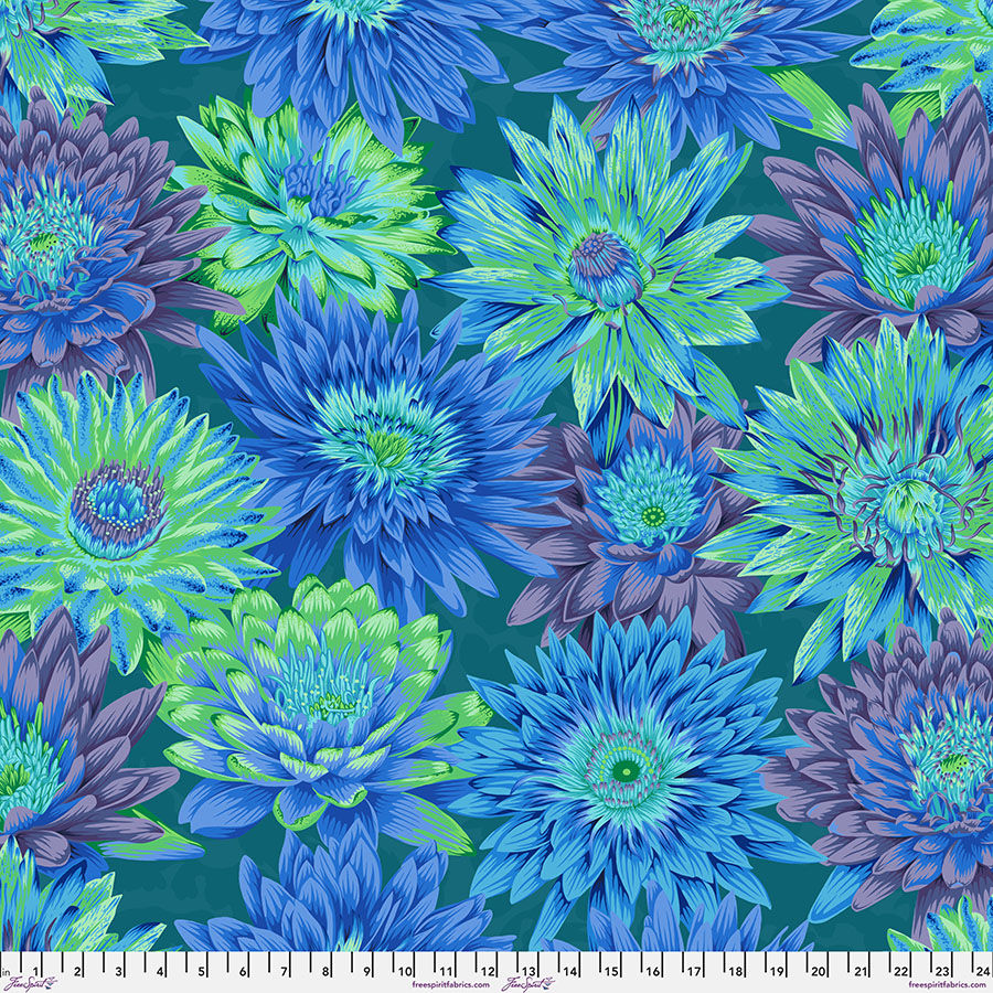 Kaffe Fassett Collective August 2023 Tropical Water Lilies - Blue