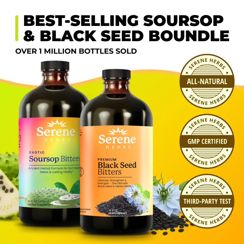 Serene Herbs Soursop & Black Seed Bitters Bundle | Organic Herbal Detox for Dige