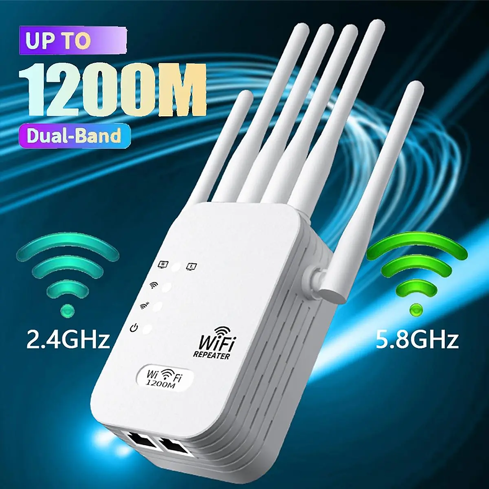 Thumbnail: Wifi Extender 2026 with 6 Antennas 1200Mbps Dual Band Booster 12000 Sq Ft Cover