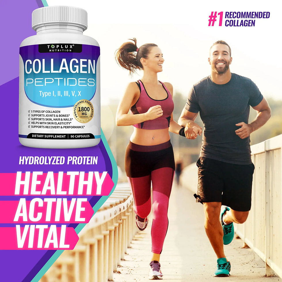 Thumbnail: Toplux Nutrition Collagen Peptides 5 Types Complex 1800Mg US Made Dietary Supple