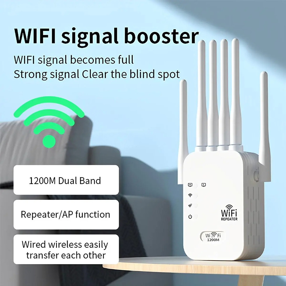 Thumbnail: Wifi Extender 2026 with 6 Antennas 1200Mbps Dual Band Booster 12000 Sq Ft Cover