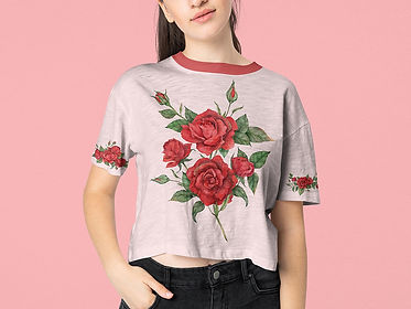Kids T-Shirt Mockup. Easily switch between background colors, sleeve colors, collar colors, sleeve designs, t-shirt designs, and t-shirt colors.