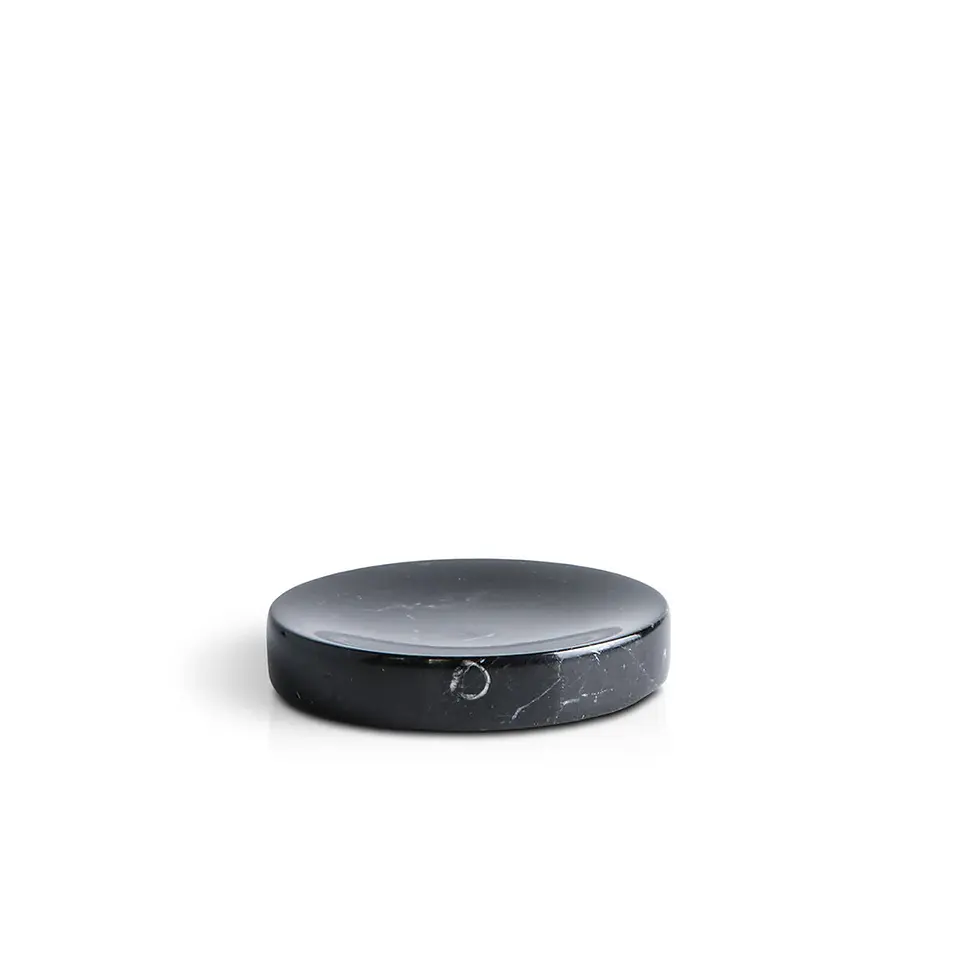 Thumbnail: ROUND BLACK MARQUINA MARBLE BATHROOM SET WITH SPA TRAY