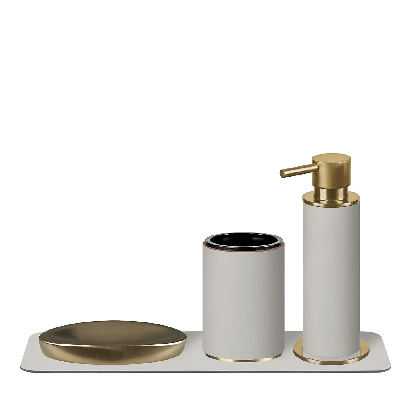 OYSTER WITH GOLD ACCENTS BATHROOM SET