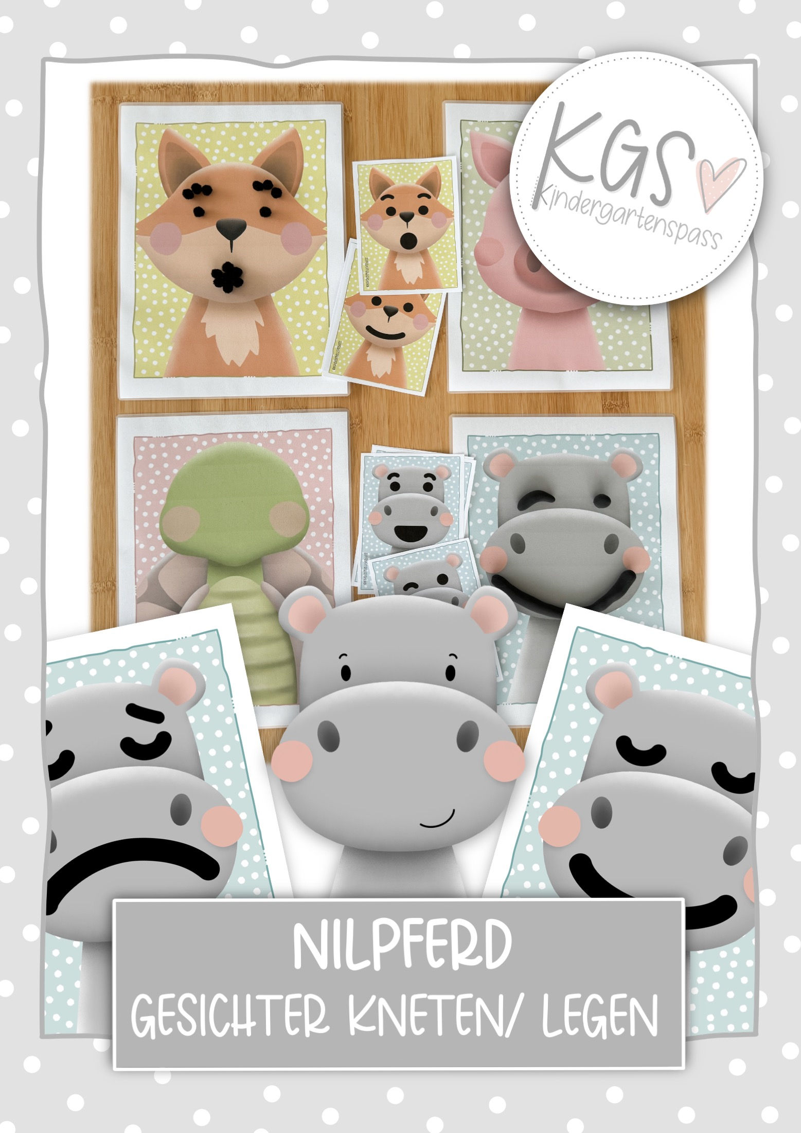 Nilpferd - Gesichter kneten/ legen (Emotionen/Gefühle)