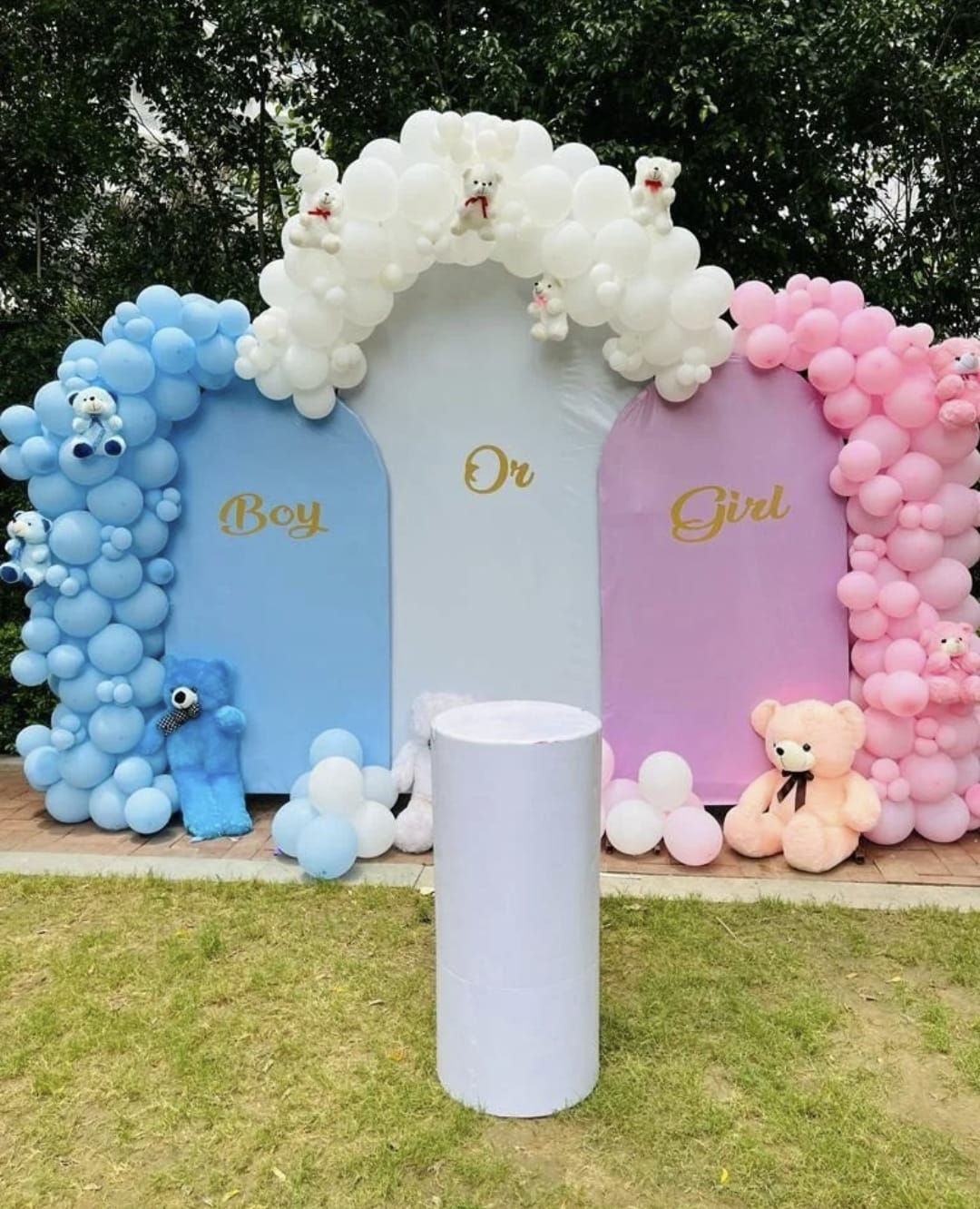 Gender reveal party decor, blue and pink balloons. Oh Baby Pastel Themed Decor SKU307