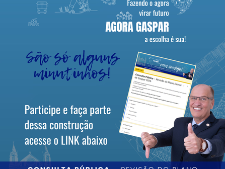 O formulário é simples, leva menos de 5 minutos e sua participação é fundamental. Essa contribuição será oficialmente tabulada e encaminhada ao Executivo e à empresa responsável pela elaboração da revisão, como manifestação formal da população.