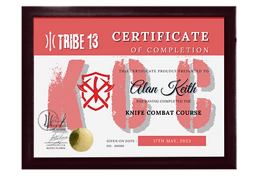Knife Combat Course Certificate
