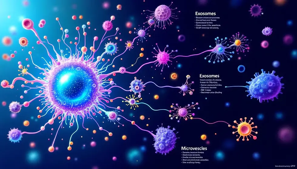 A conceptual image representing current research in extracellular vesicle studies.