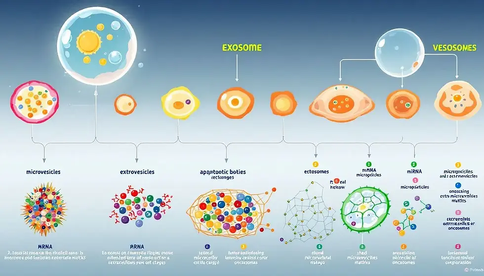 An illustration depicting various types of extracellular vesicles.