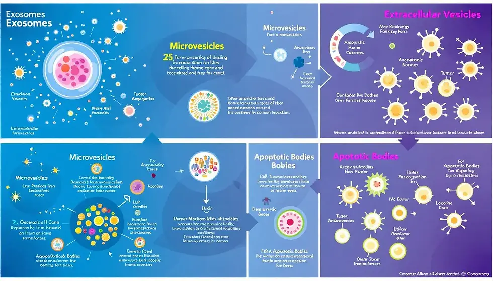 A visual representation of extracellular vesicles in the context of cancer.