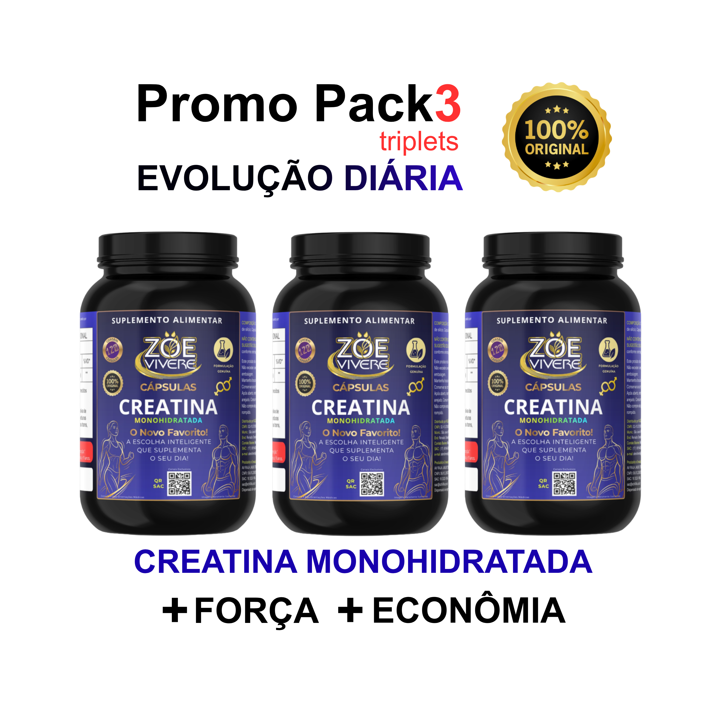 CREATINA MONOHIDRATADA - PROMO PACK3 TRIPLETS