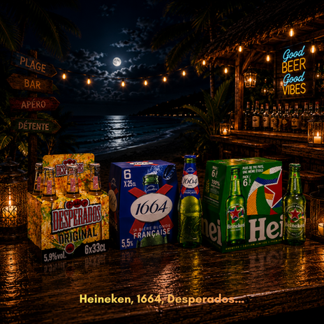 Bières, Heineken, 1664 , Desperados Fraiches disponibles en livraison de nuit à Fréjus, Fréjus-plage, Saint-Raphaël - V.i.p Night Service