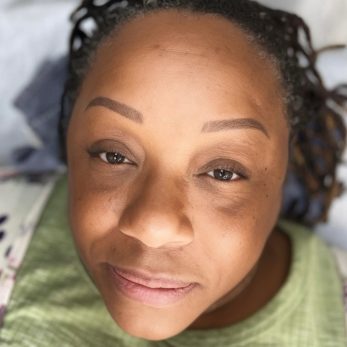 Natural microblading eyebrow enhancement on Black client in Fairfield CA
