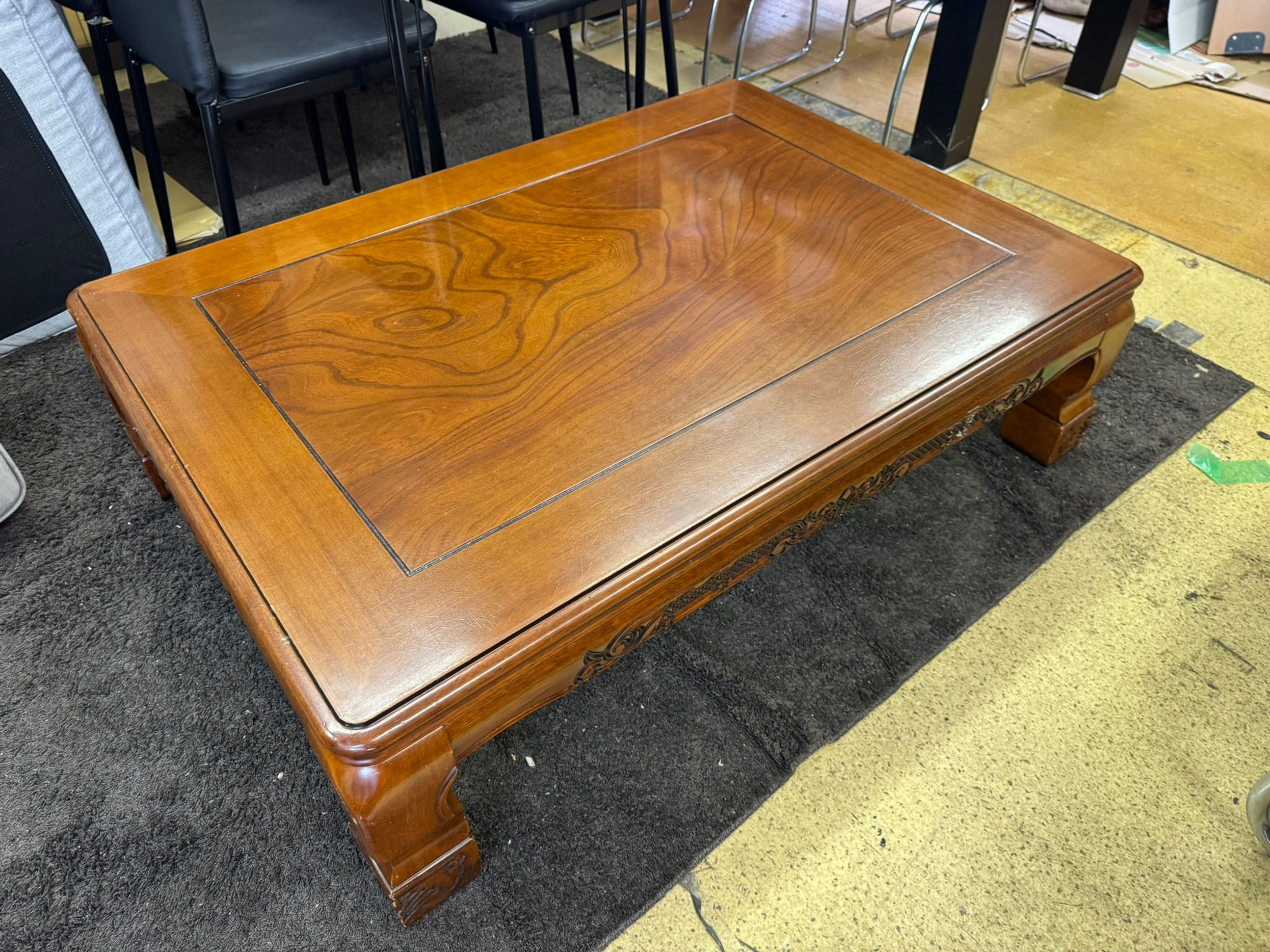 (4518W2)*セ座卓 座敷机 和机 夢華 天然木 玉杢 太脚 和風 テーブル - WOOD LOW TABLE