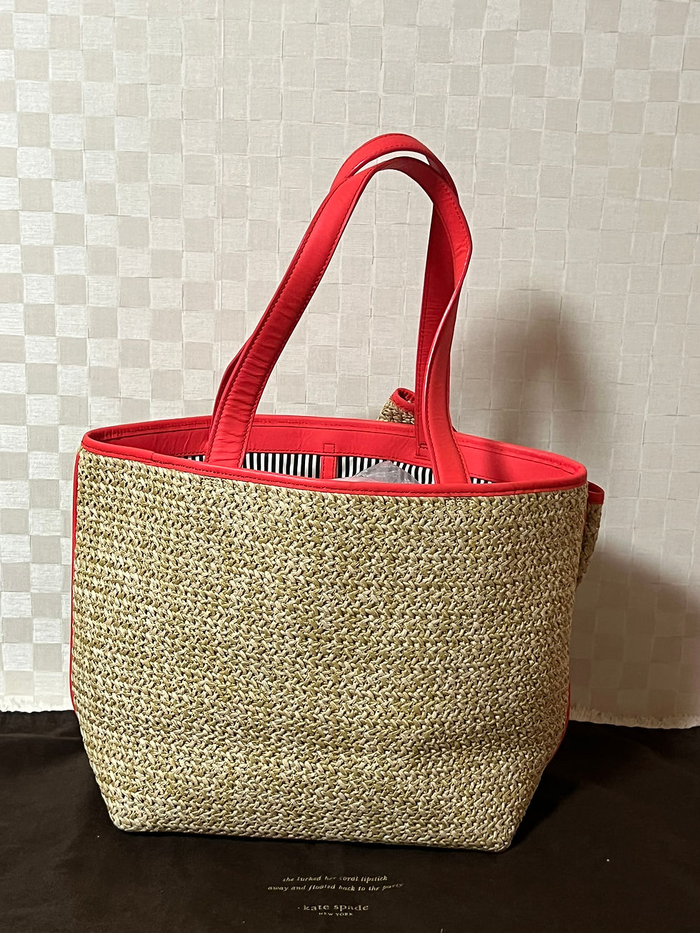 Miniatura: (108PA)*美品 ケイトスペード かごバッグ ピンク リボン トートーバッグ 大容量 - KATE SPADE TOTE BAG