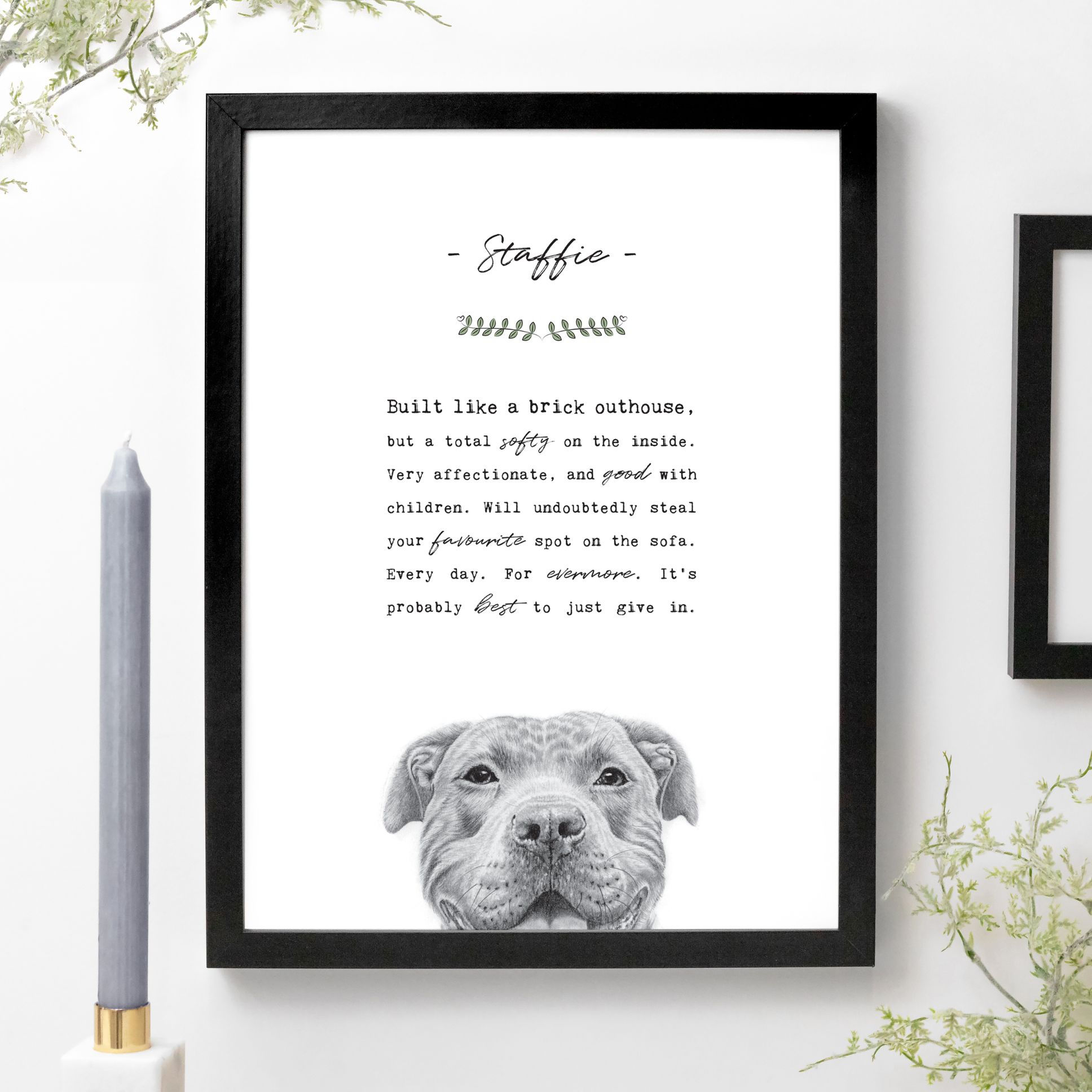 Staffie Funny Dog Breed Traits Print
