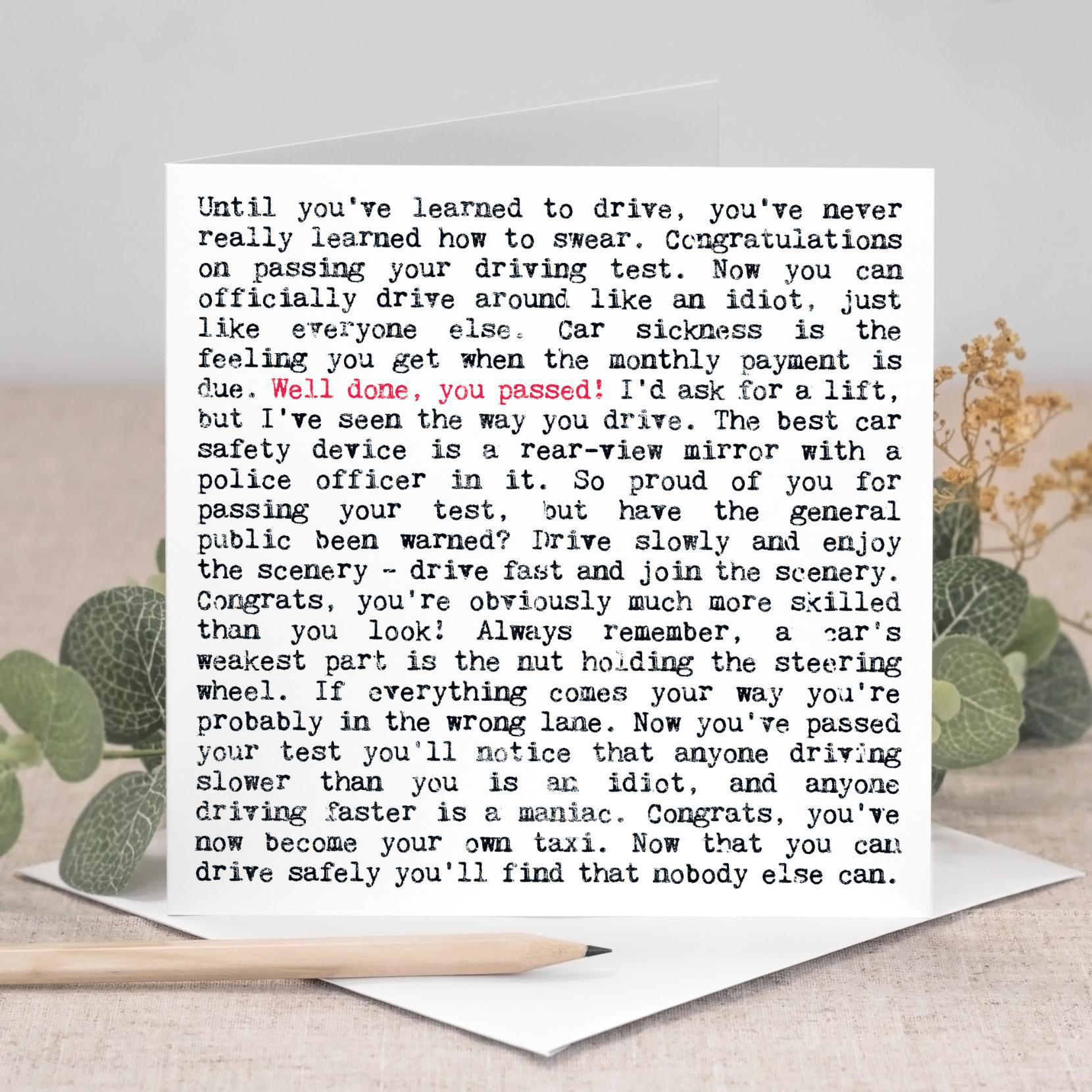 Driving Test Quotes Greeting Card