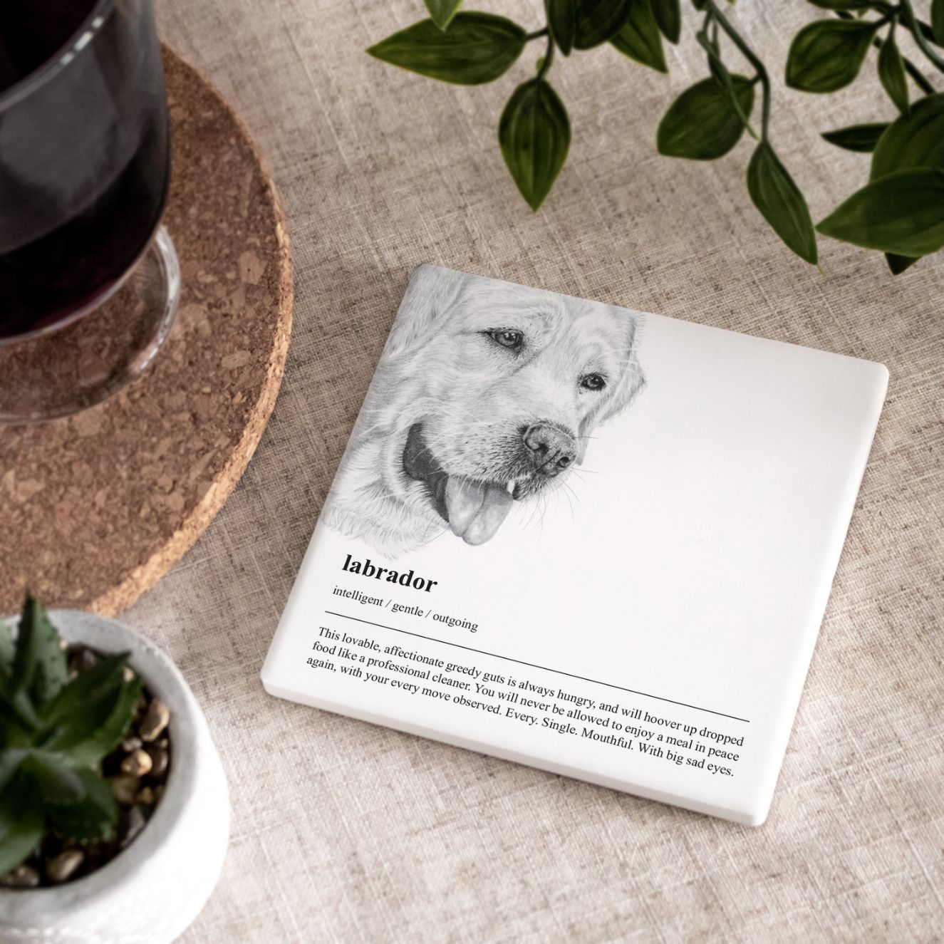 Labrador Dog Breed Ceramic Coaster