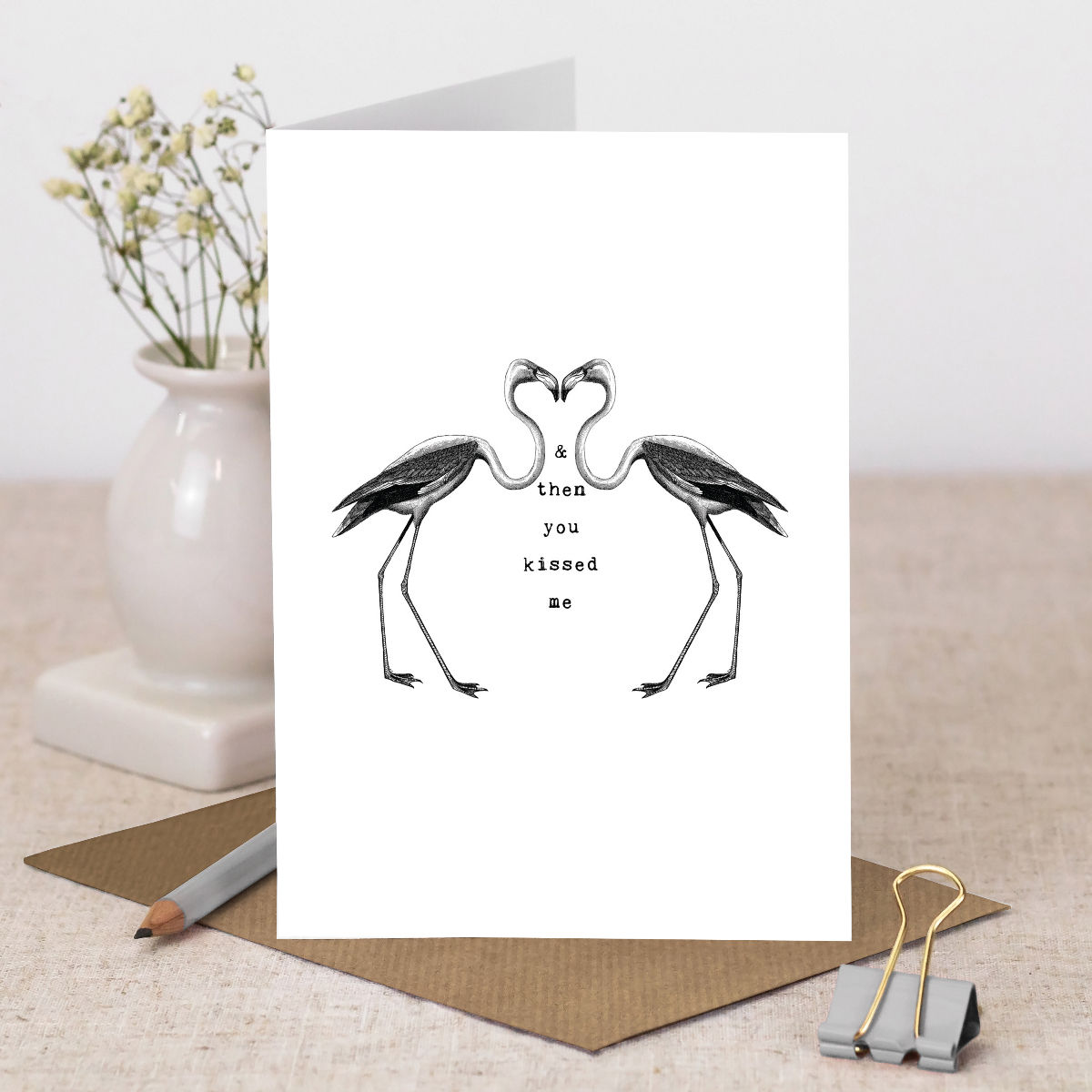Flamingo You Kissed Me Greeting Card