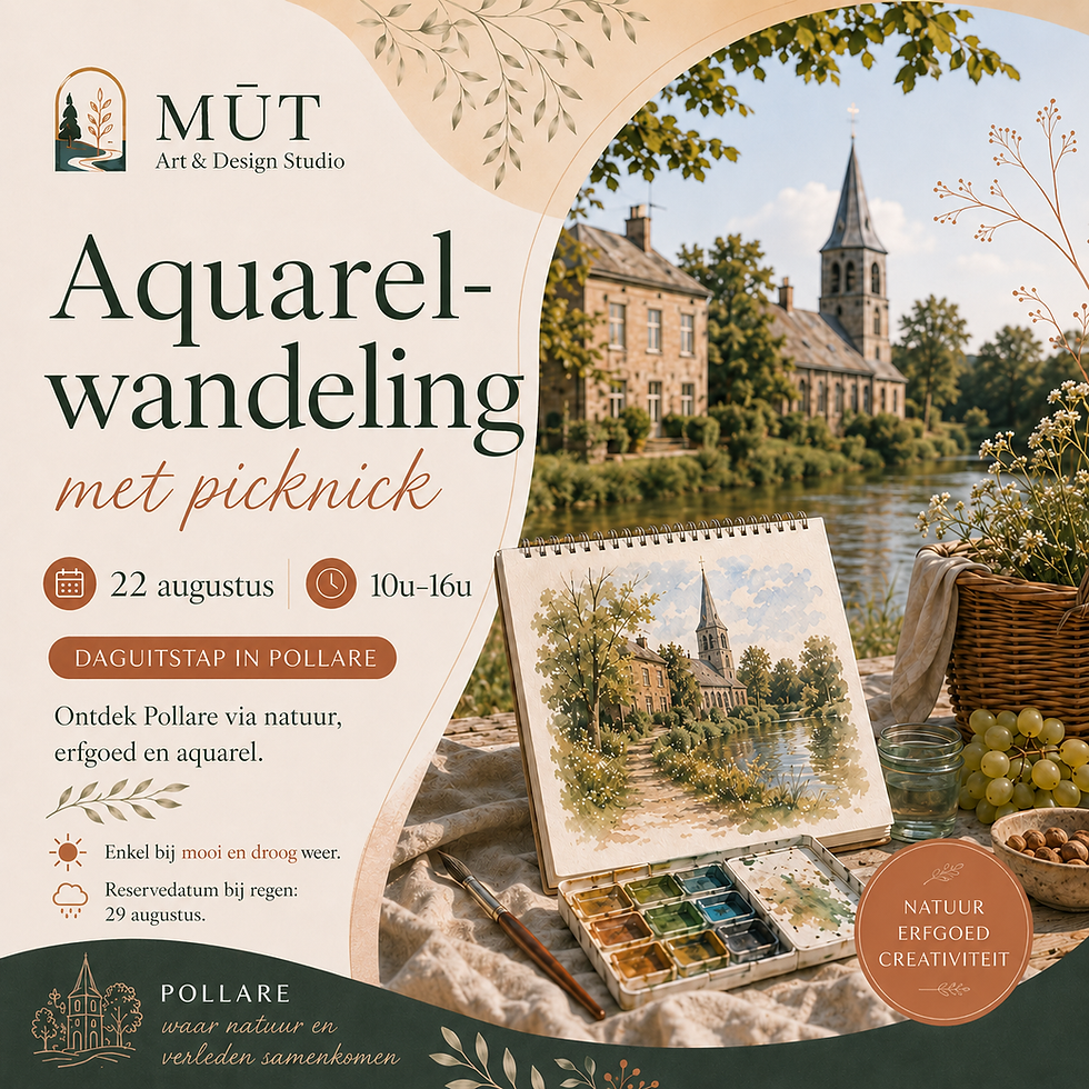 Aquarel - wandeling met picknick