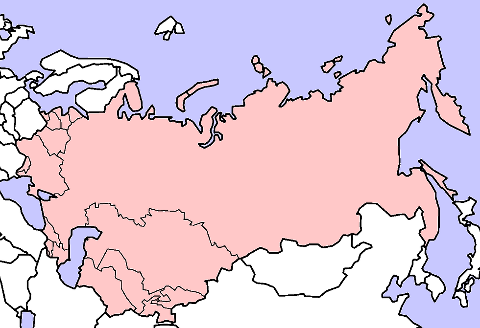 Mapa de la URSS con las repúblicas que la componÃan