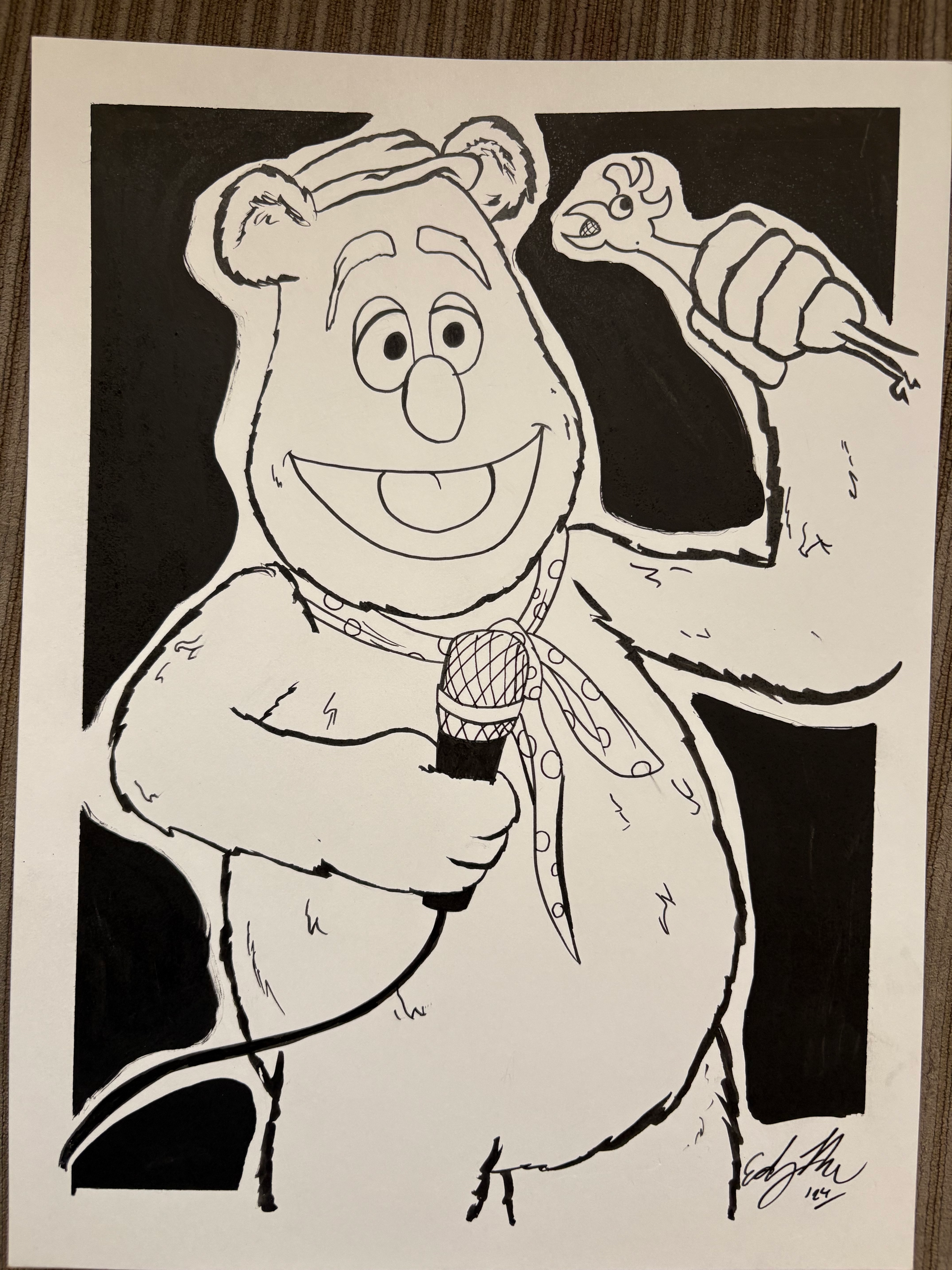 Fozzie Bear Ink Drawing