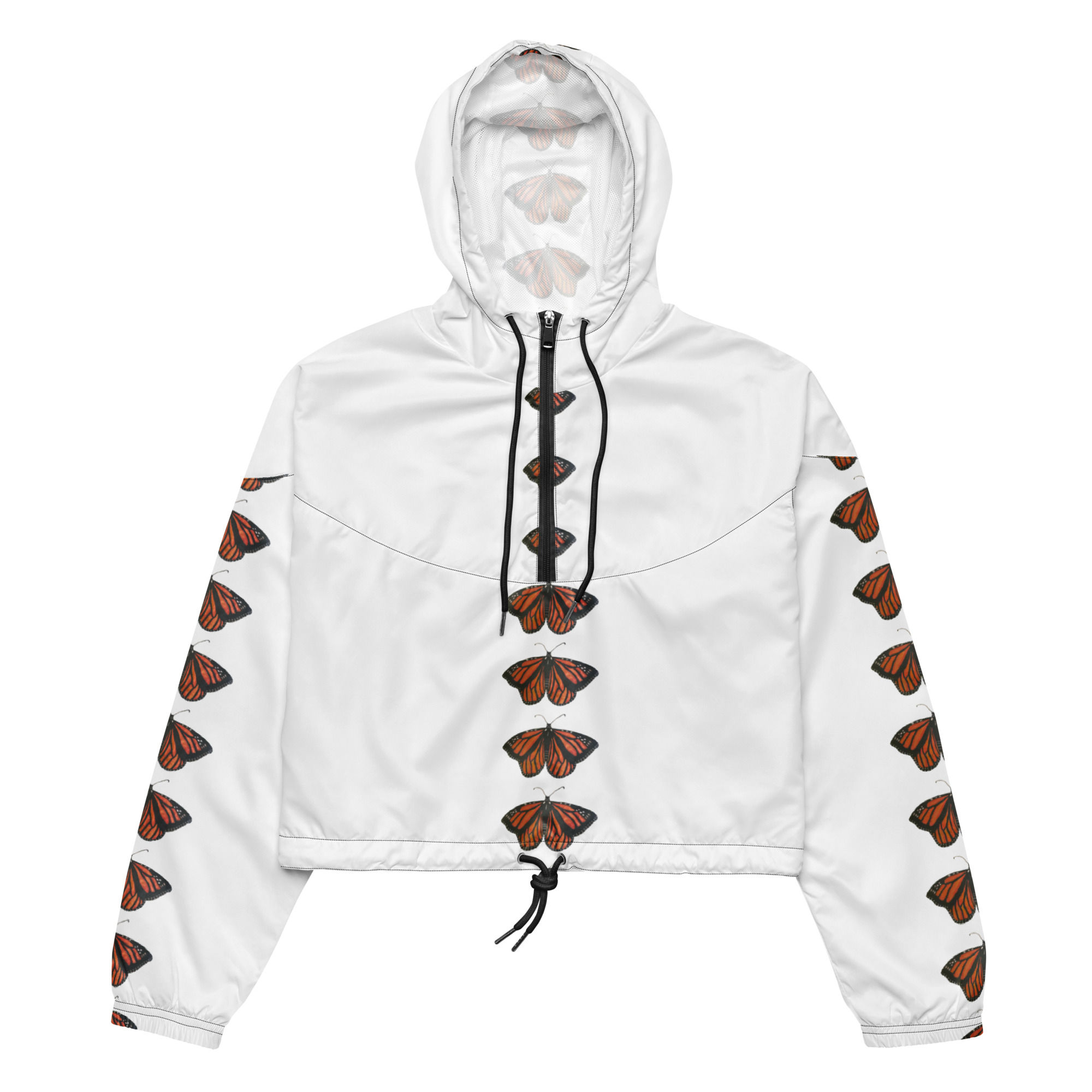 Monarch motif women’s cropped windbreaker