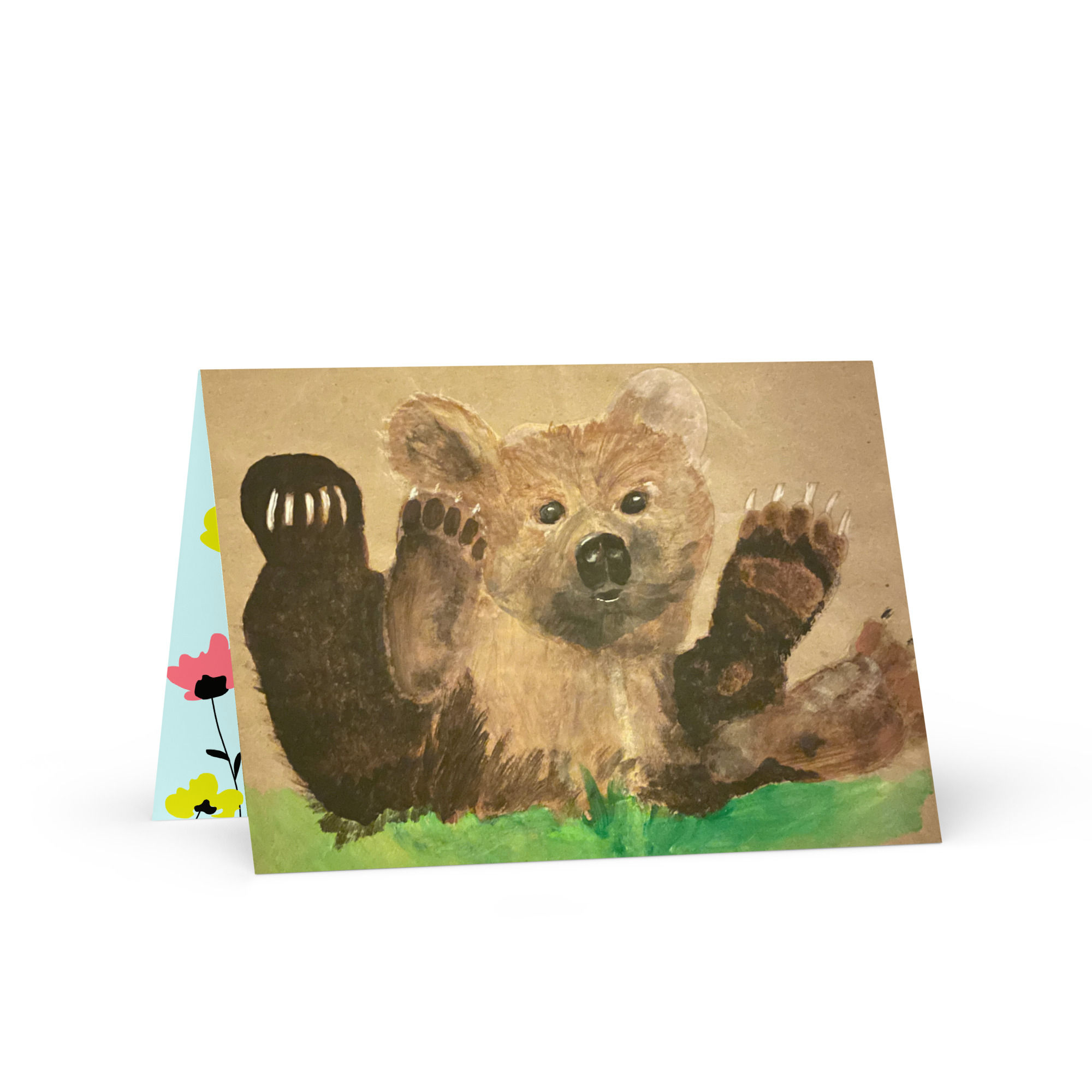 Baby Bear in the Grass Blank Greeting Card