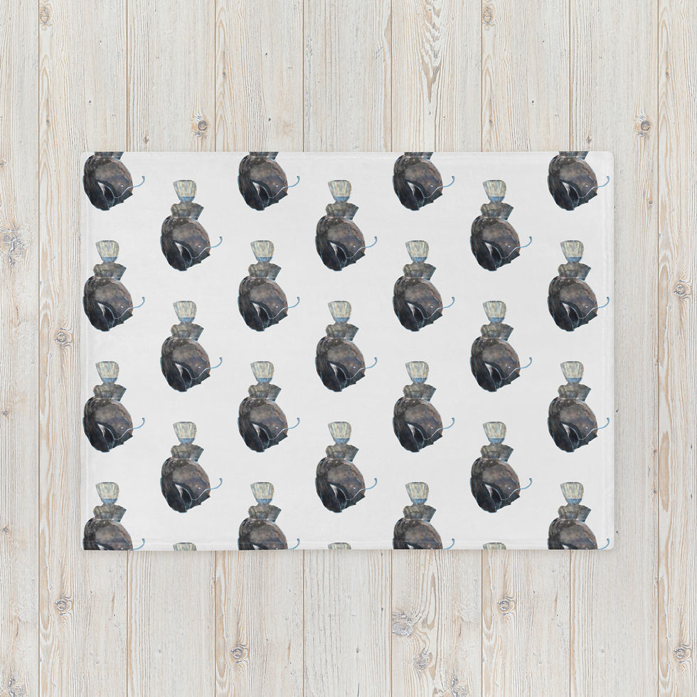 Thumbnail: Anglerfish Throw Blanket from the Paper Bag Series by Shannon Braybrook 