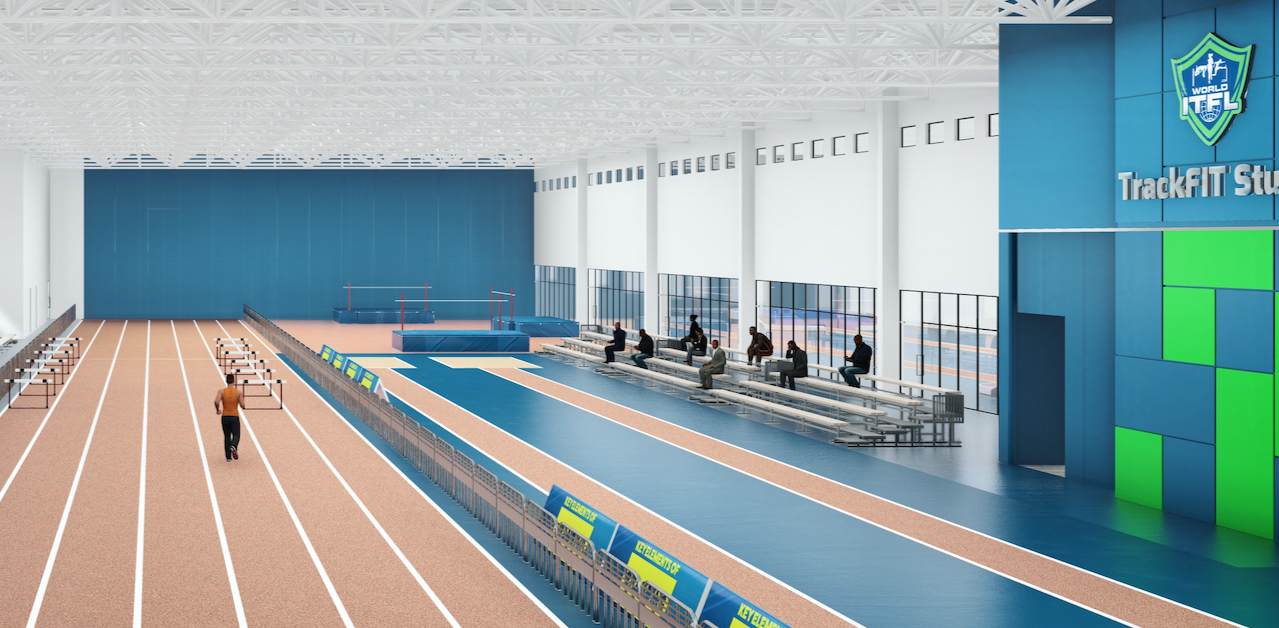 TrackFIT Studio indoor running and athletic performance facility rendering