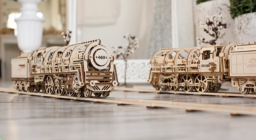 Thumbnail: UGEARS Locomotive with Tender Model