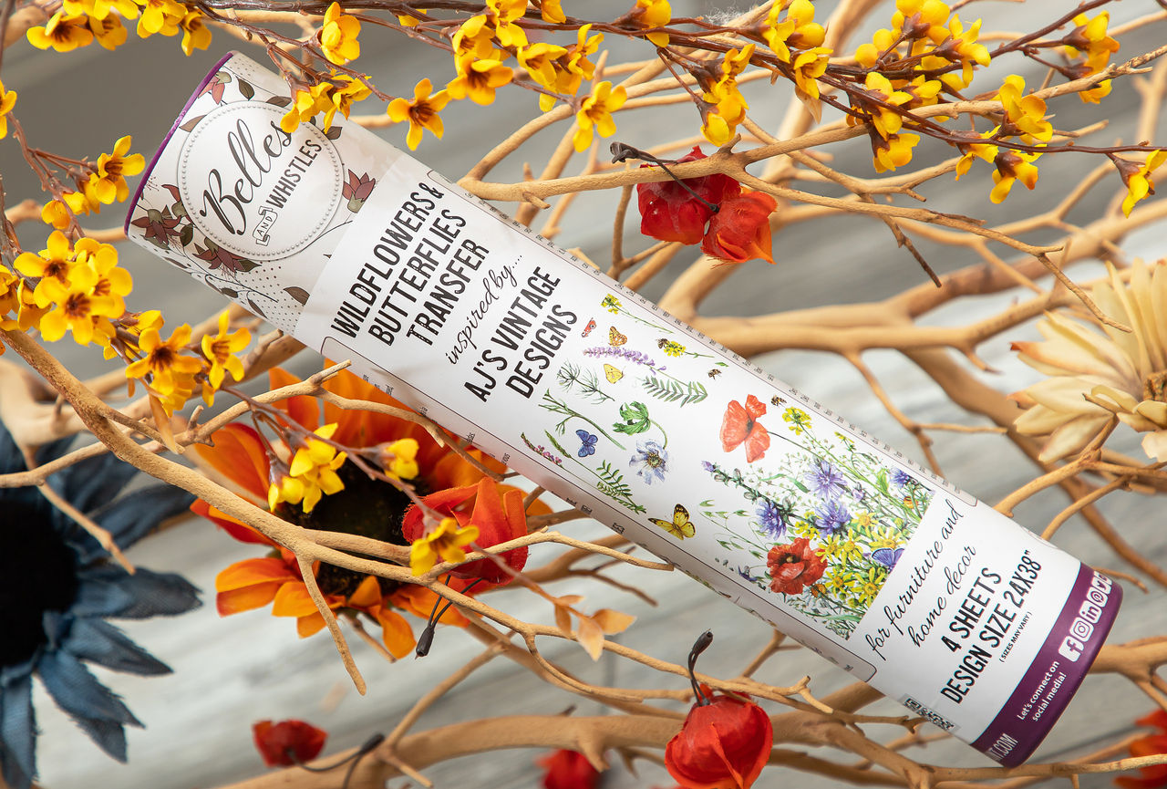 Dixie Belle Wildflower & Butterflies Rub On Transfer