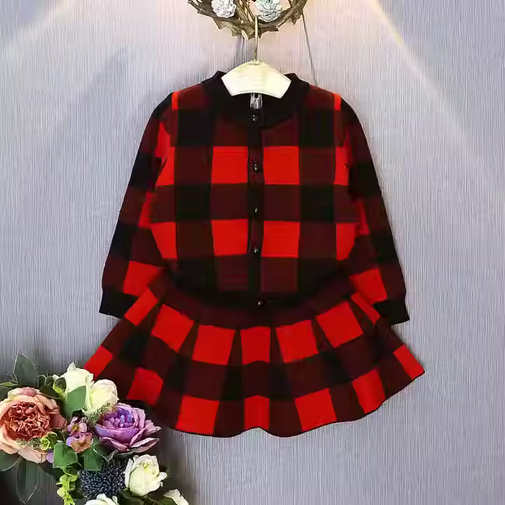 Checkered Print Top & Skirt 2-Piece Set