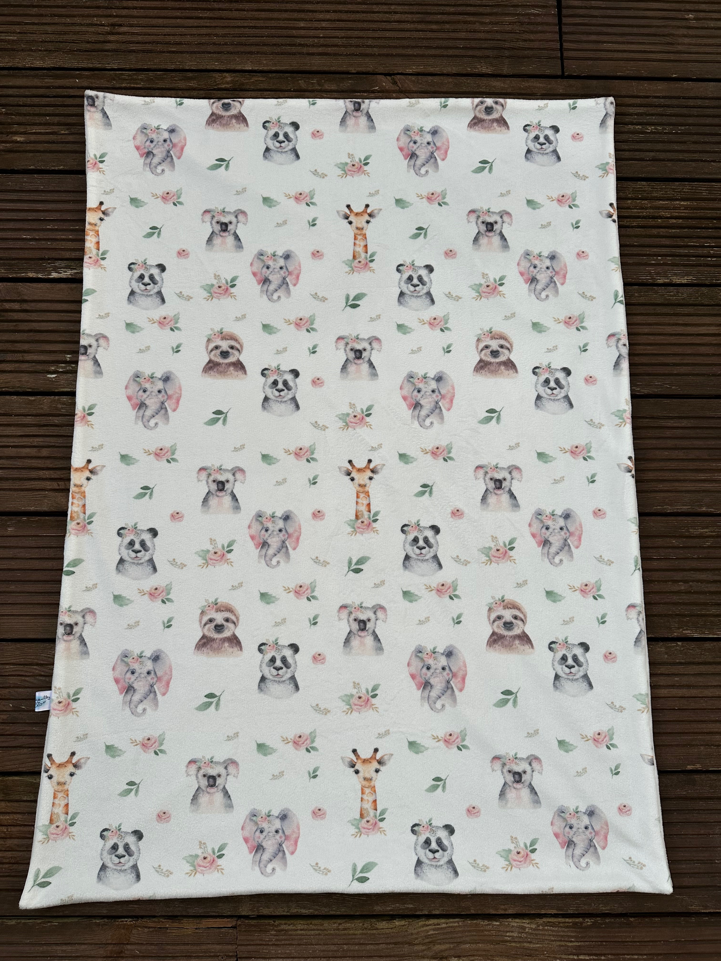 Couverture bébé Animaux de la Savane Aquarelle en tissu minky
