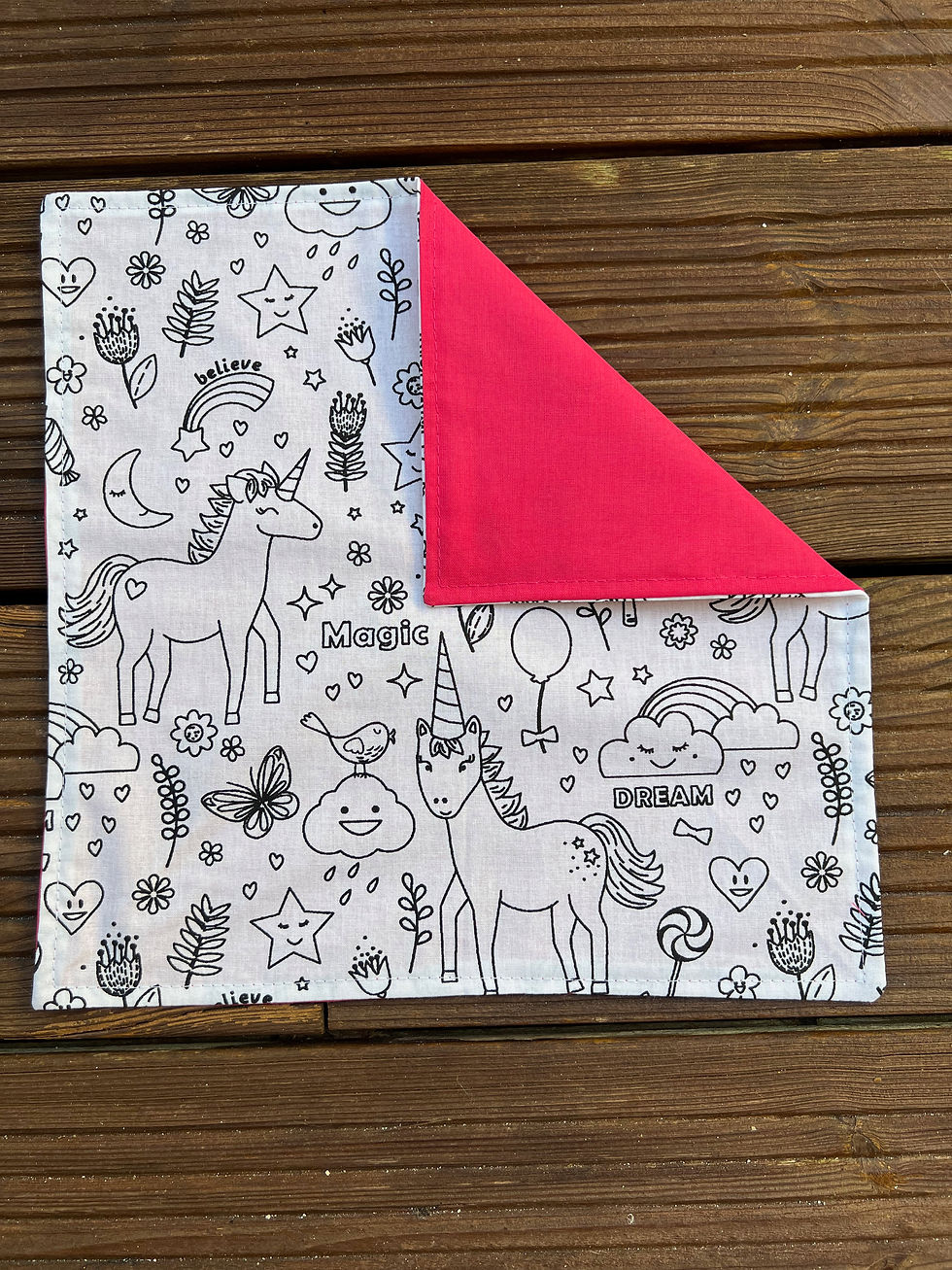 Miniature : Serviette à colorier doublée en coton (à l'unité)