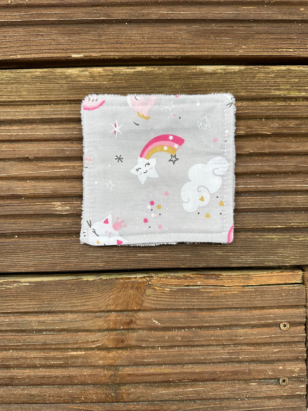 Miniature : Lingettes lavables doublées éponge ( à l'unité ) - motifs enfants rose gris vert