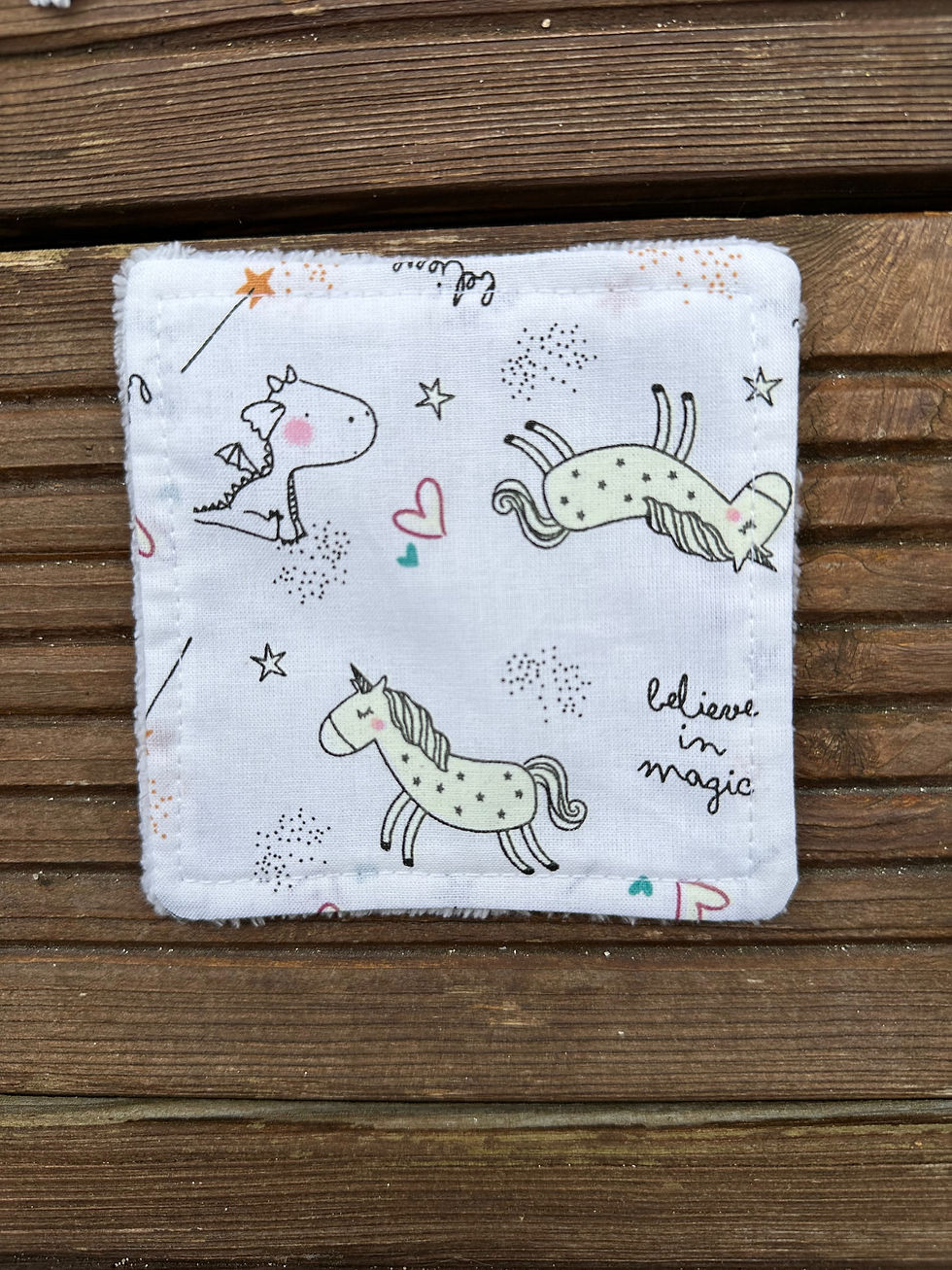 Miniature : Lingettes lavables doublées éponge ( à l'unité ) - motifs enfants blanc jaune