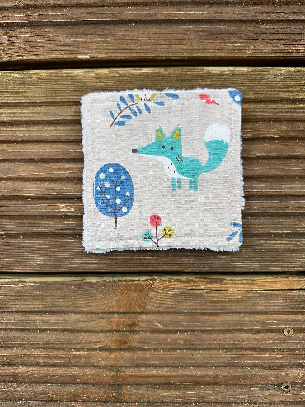 Miniature : Lingettes lavables doublées éponge ( à l'unité ) - motifs enfants rose gris vert