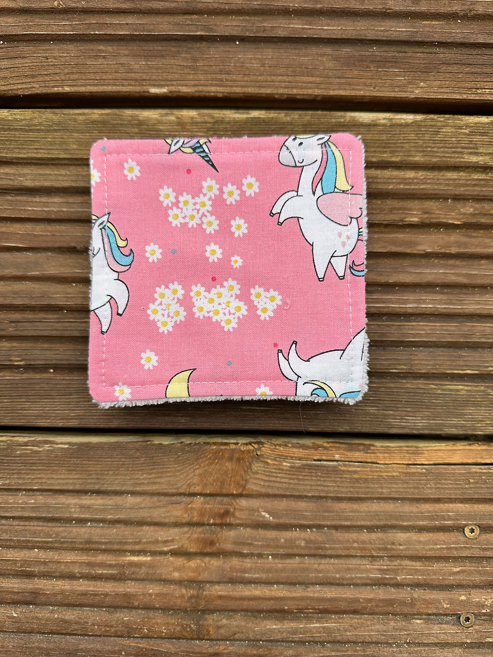 Miniature : Lingettes lavables doublées éponge ( à l'unité ) - motifs enfants rose gris vert