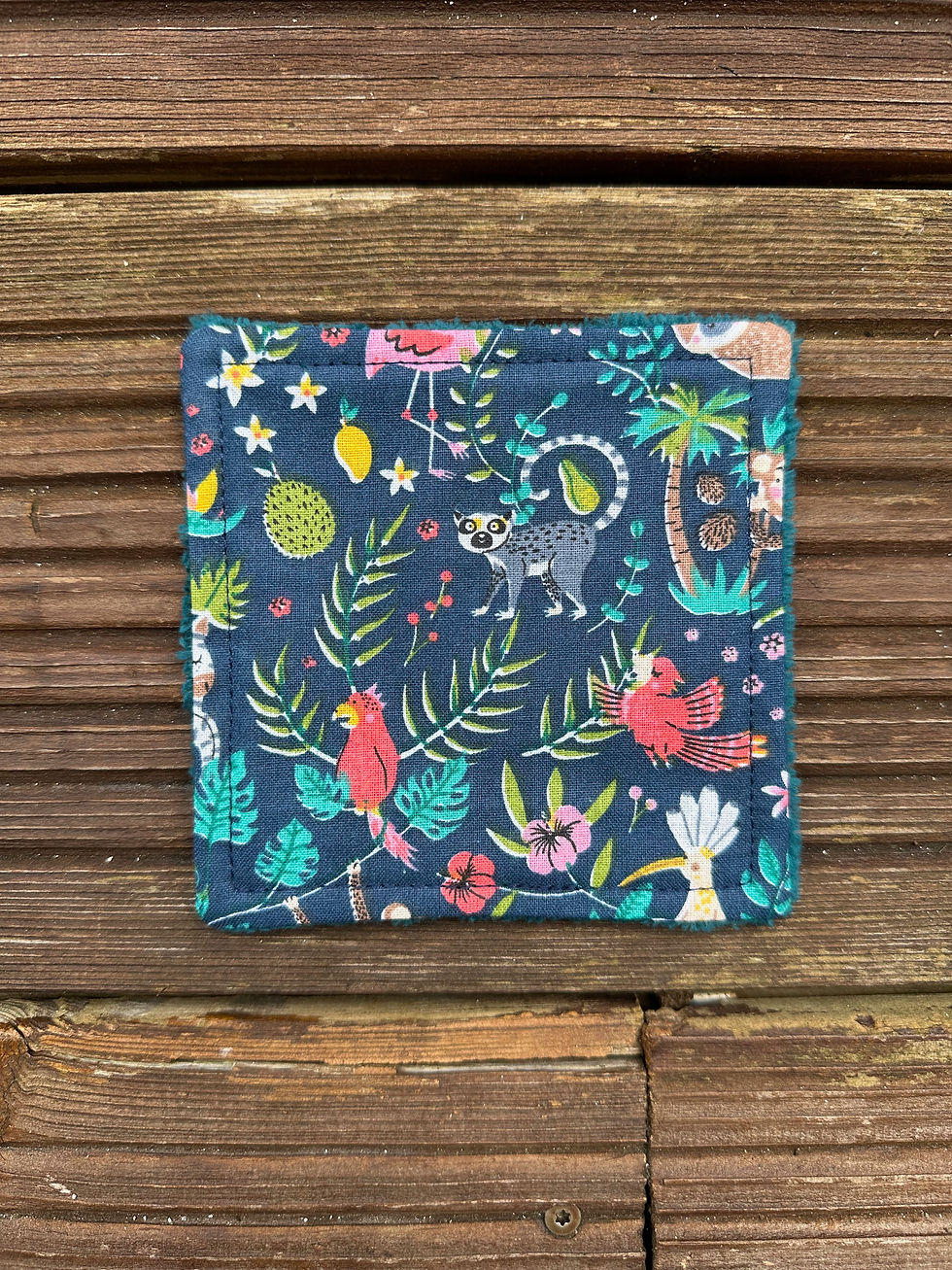 Miniature : Lingettes lavables doublées éponge ( à l'unité ) - motifs enfants bleu marron