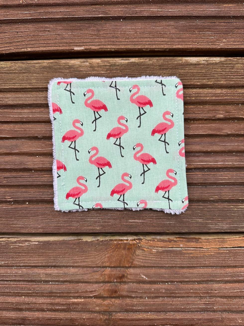 Miniature : Lingettes lavables doublées éponge ( à l'unité ) - motifs enfants rose gris vert