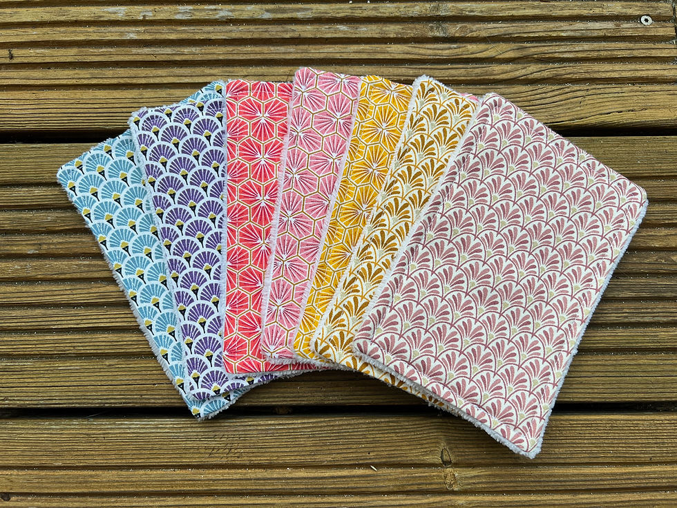Miniature : Lingettes lavable doublée éponge (lot de 5) – Taille Large tissus personnalisés