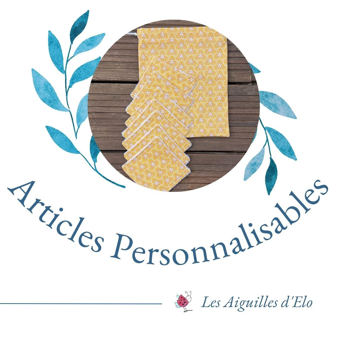 Lingettes lavables doublées éponge (lot de 7) avec pochon assorti personnalisés