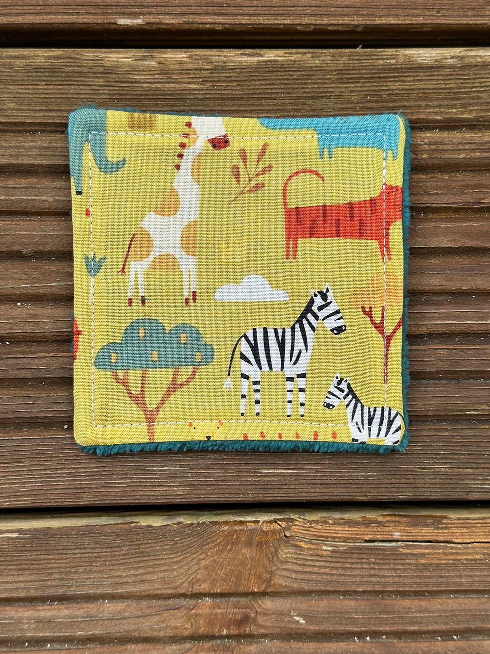 Miniature : Lingettes lavables doublées éponge ( à l'unité ) - motifs enfants blanc jaune