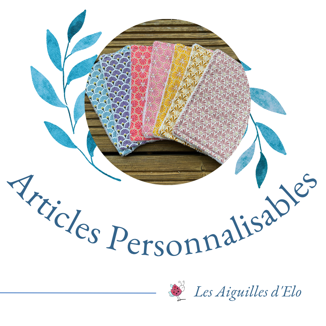 Lingettes lavable doublée éponge (lot de 5) – Taille Large tissus personnalisés