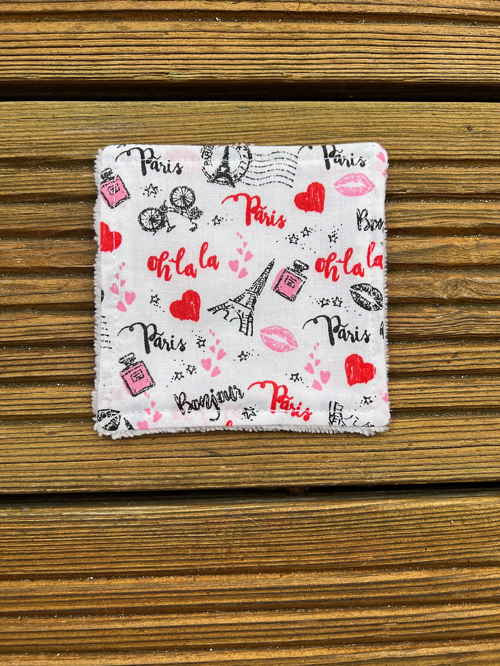 Miniature : Lingettes lavables doublées éponge (en lot de 5 ou 10) - motifs adultes surprise