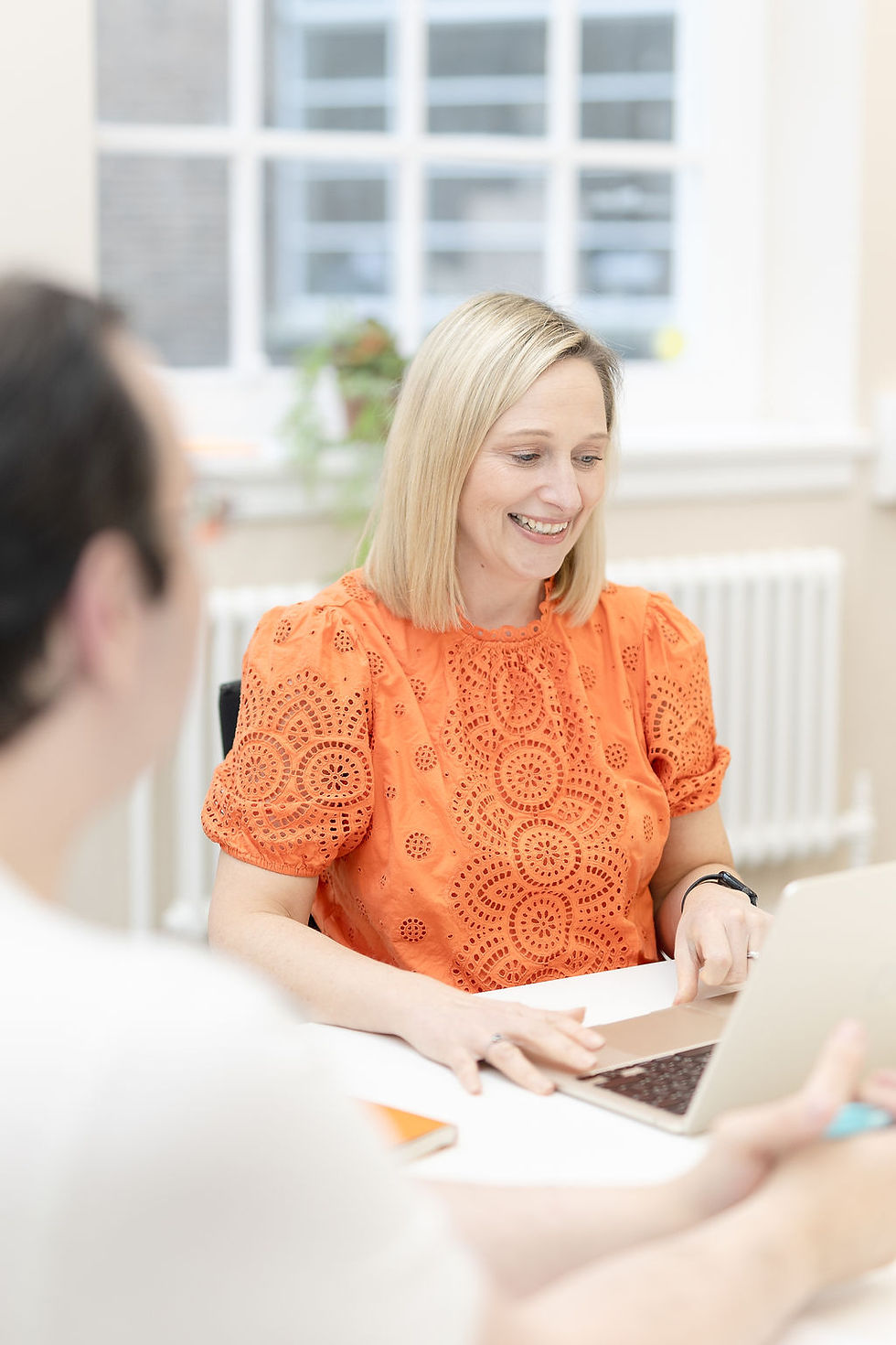 Nat Sharp delivering a marketing strategy workshop with a small business