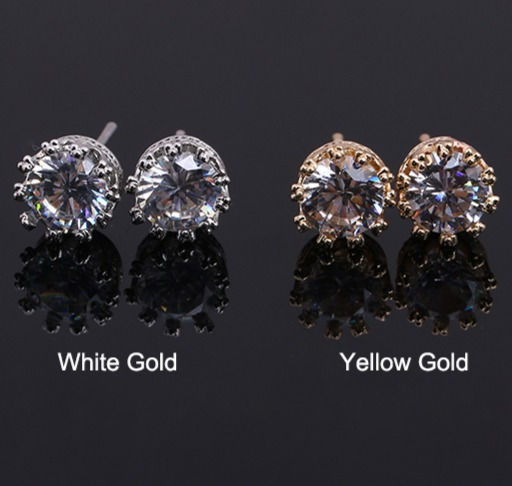 Thumbnail: Royalty- White Gold Crown Stud Earring